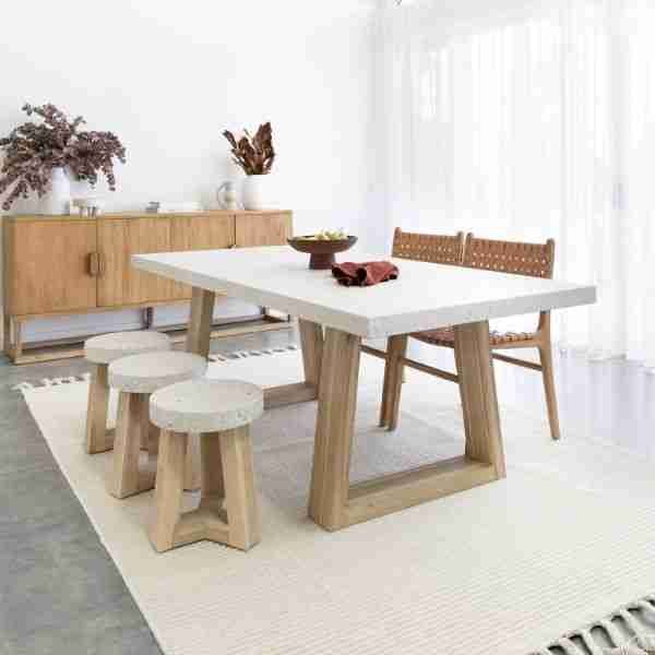 eTerrazzo Rectangular Dining Table - Wide Timber Legs