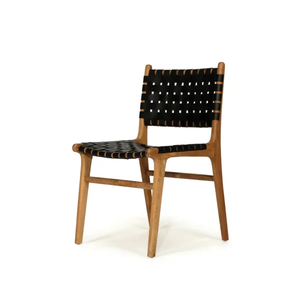 Witta Woven Leather Chair with Teak Frame