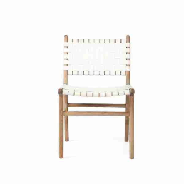 Witta Woven Leather Chair with Teak Frame