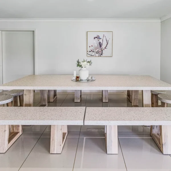 eTerrazzo Rectangular Dining Table - Wide Timber Legs