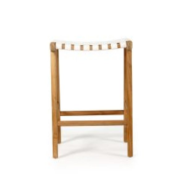 Witta Woven Leather Saddle stool - Teak Frame